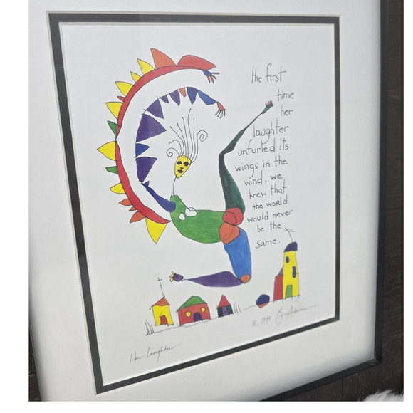 BRIAN ANDREAS STORY PEOPLE "HER LAUGHTER" WATERCOLOR SIGNED 1993 MATTED - Picture 2 of 5